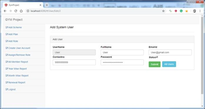 Angular 7 Project With ASP.NET CORE APIS (Gym Project)