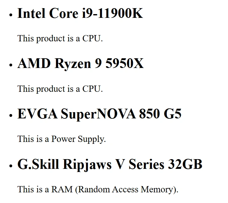 Unordered list