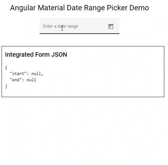 Angular Material Date Range Picker Form Integration and Validation