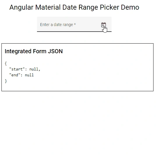 Angular Material Date Range Picker Properties Usage