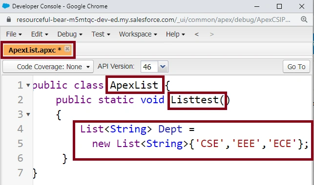 Apex List In SalesForce