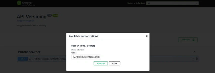 Authorize button