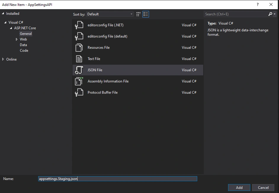 App Settings File According To Environment Variable .Net Core API