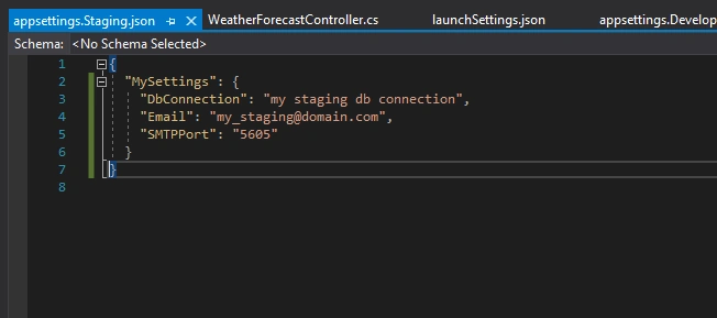App Settings File According To Environment Variable .Net Core API