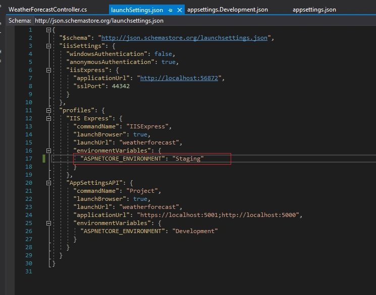 App Settings File According To Environment Variable .Net Core API