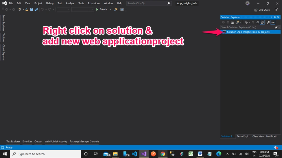 Application Insights in MVC Core + Web API Core + Entity Framework Core