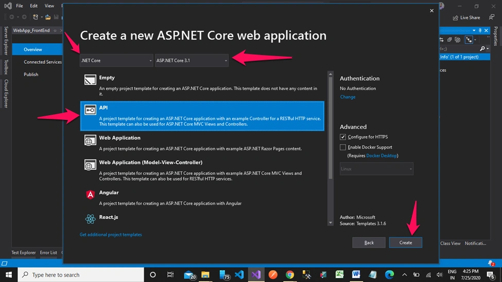 Application Insights in MVC Core + Web API Core + Entity Framework Core