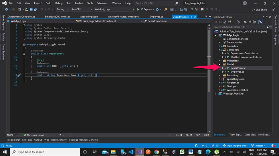 Application Insights in MVC Core + Web API Core + Entity Framework Core