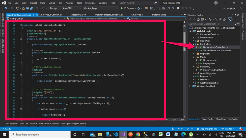 Application Insights in MVC Core + Web API Core + Entity Framework Core