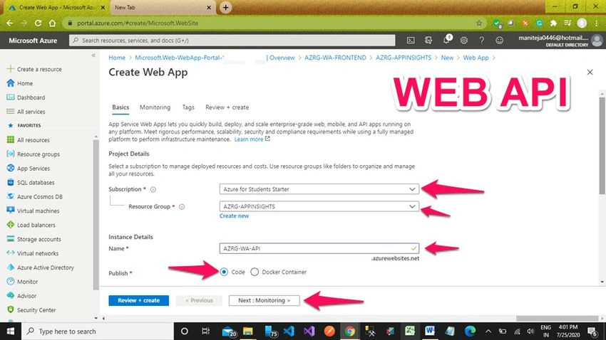 Web app creation