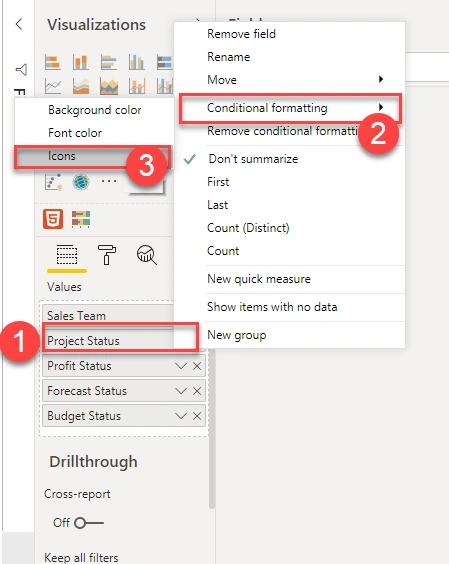 Apply Conditional Formatting For A Text Column Using Icons In Power BI