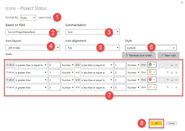 Apply Conditional Formatting For A Text Column Using Icons In Power BI