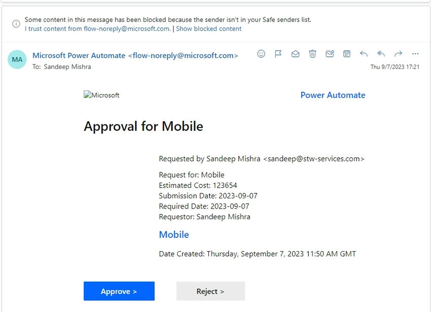 Mobile approve