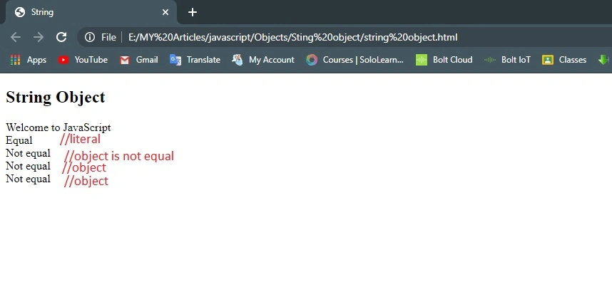 String Objects In JavaScript