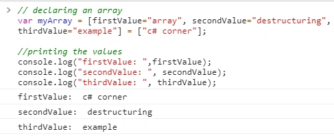 Array Destructuring In JavaScript