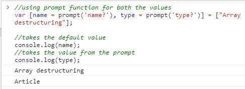 Array Destructuring In JavaScript