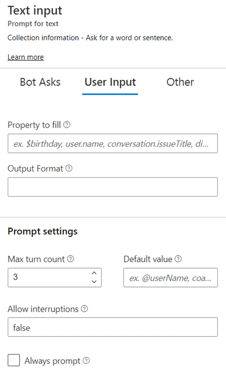 Ask Question To Users Using Bot Framework Composer