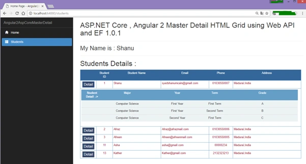  Student details