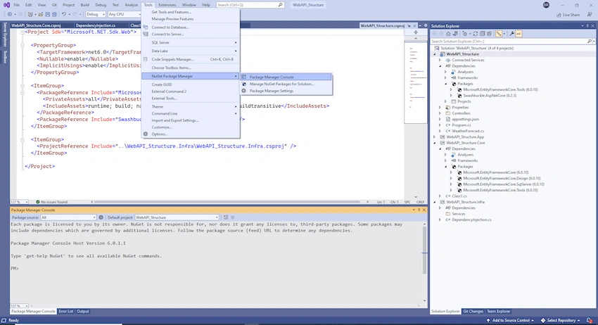 ASP.NET Core Api Clean Architecture With JWT authentication and Swagger