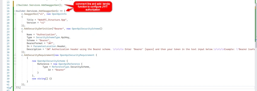 ASP.NET Core Api Clean Architecture With JWT authentication and Swagger