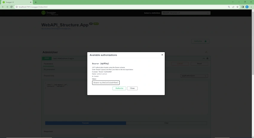 ASP.NET Core Api Clean Architecture With JWT authentication and Swagger
