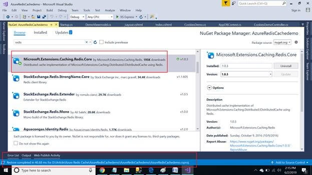 ASP.NET Core Application - Implementing Azure Redis Cache