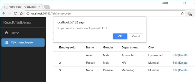 Delete action link