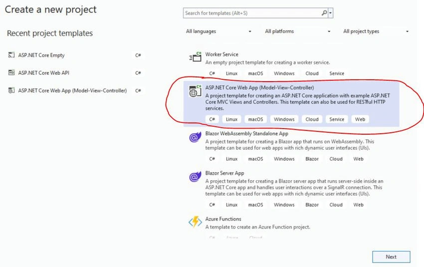 Create MVC