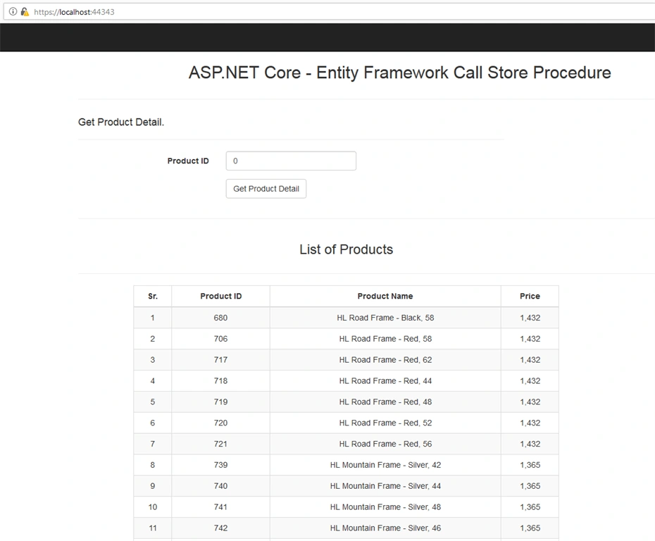 ASP.NET Core - Entity Framework Call Store Procedure