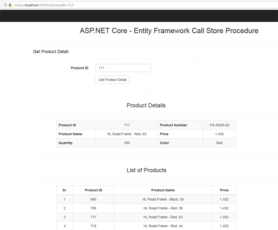 ASP.NET Core - Entity Framework Call Store Procedure