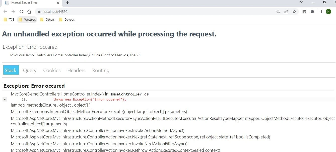 Custom Exception Handler - ASP.Net Core