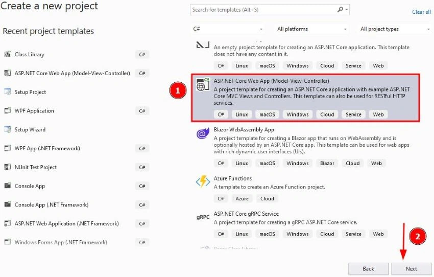 create MVC project