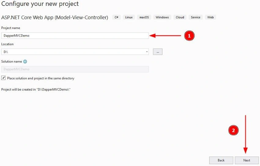 create MVC project