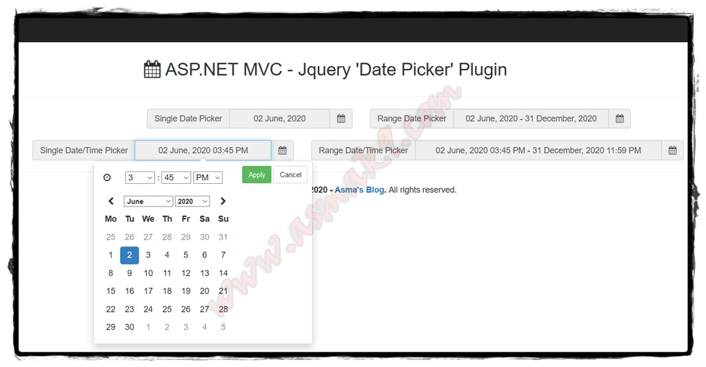 ASP.NET MVC - jQuery Date Picker Plugin