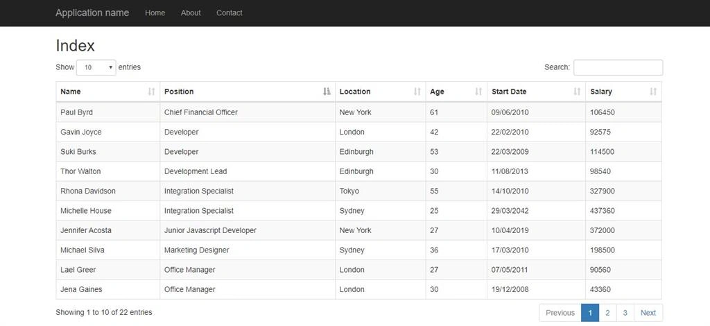 ASP.NET MVC jQuery Server Side Datatable Example