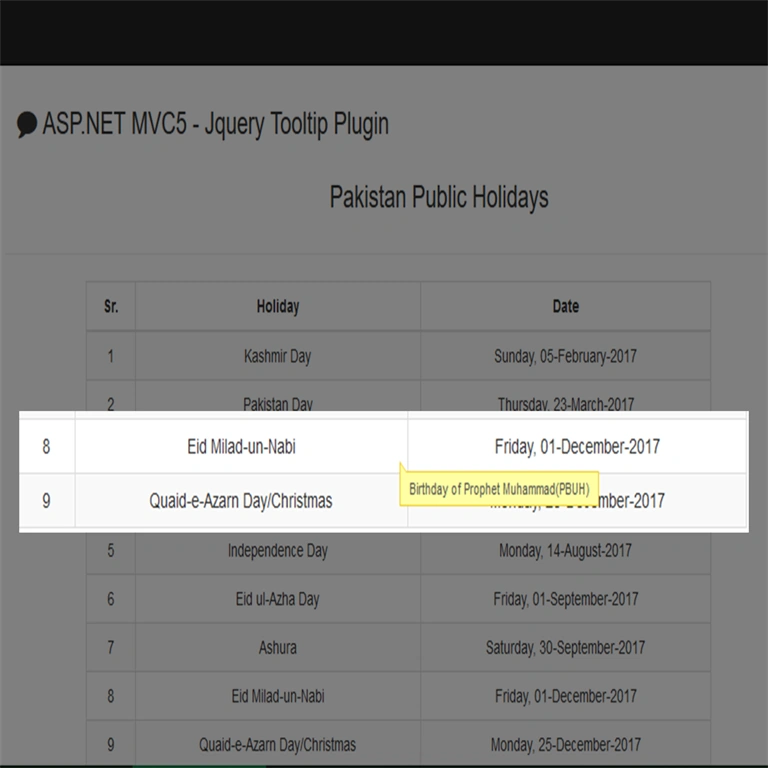 ASP.NET MVC - jQuery Tooltip Plugin