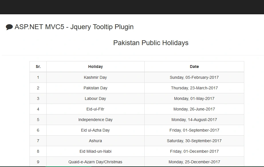 ASP.NET MVC - jQuery Tooltip Plugin