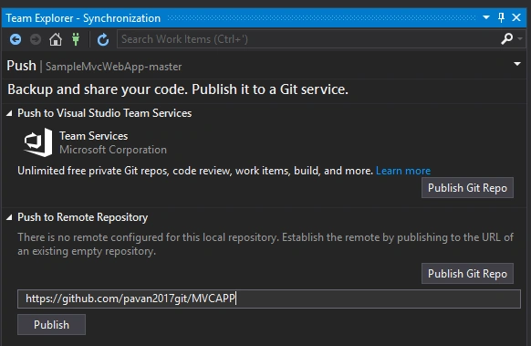 ASP.NET MVC Project Integration With Github