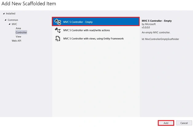 Add New Scaffolded Item