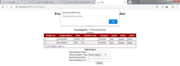 ASP.NET MVC WebGrid With CRUD Record From Two Tables And Custom Search Functionality Using Entity Framework Database First Method