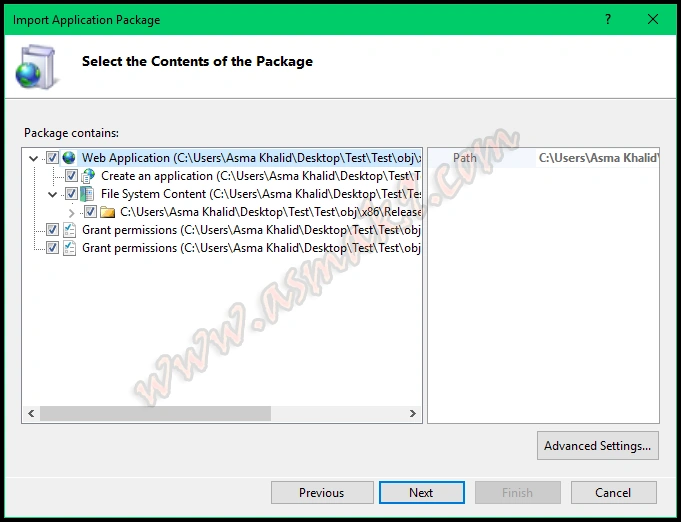 Select the contents of the package