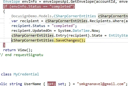 ASP.NET MVC 5 - DocuSign - Sign On A Document And Track Envelopes