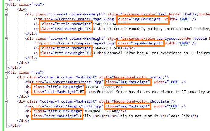 ASP.NET MVC 5 - Matchheight.js- Create Equal Height Of Columns In Row Using jQuery