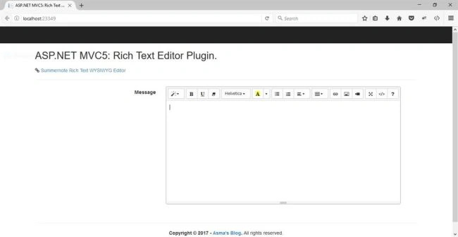 asp.net mvc5 rich text wysiwyg editor