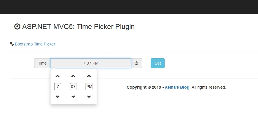 ASP.NET MVC 5 - Time Picker Plugin