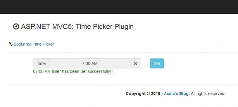 ASP.NET MVC 5 - Time Picker Plugin