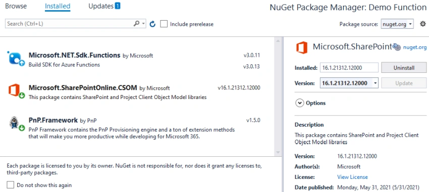 Authenticate SharePoint using Pnp.Framework in an Azure Functions