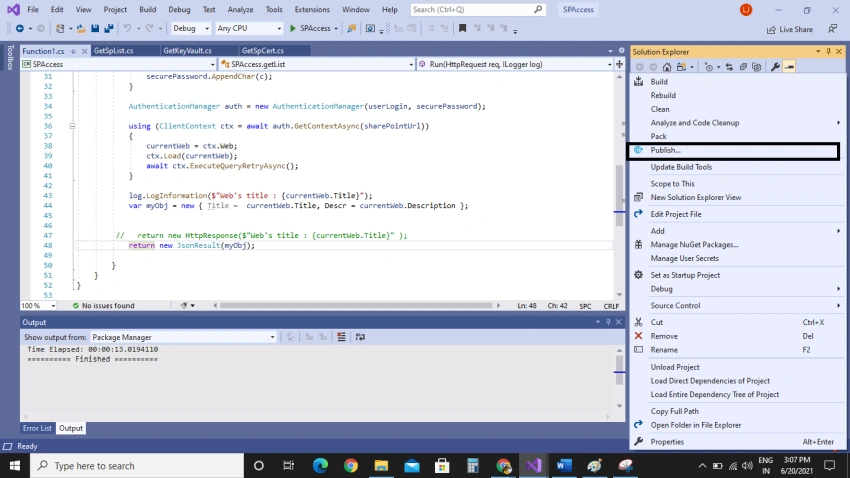 Authenticate SharePoint using Pnp.Framework in an Azure Functions