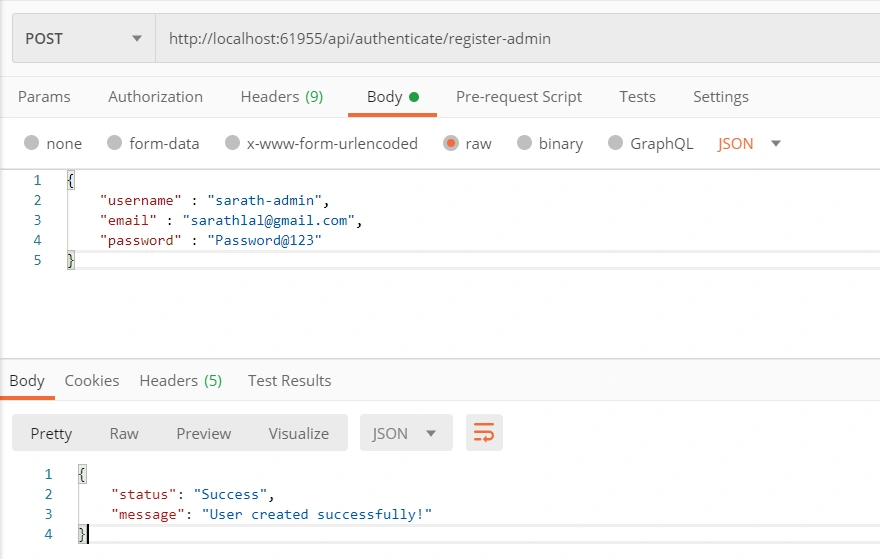 register-admin in authenticate controller