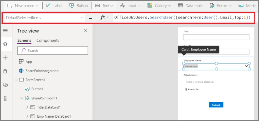 Auto Populate Logged In User Name in PowerApps Form